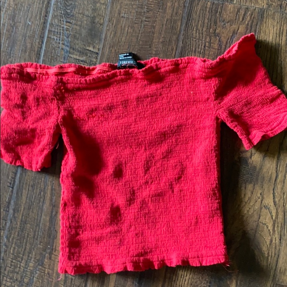 Red Off The Shoulder Tube Top